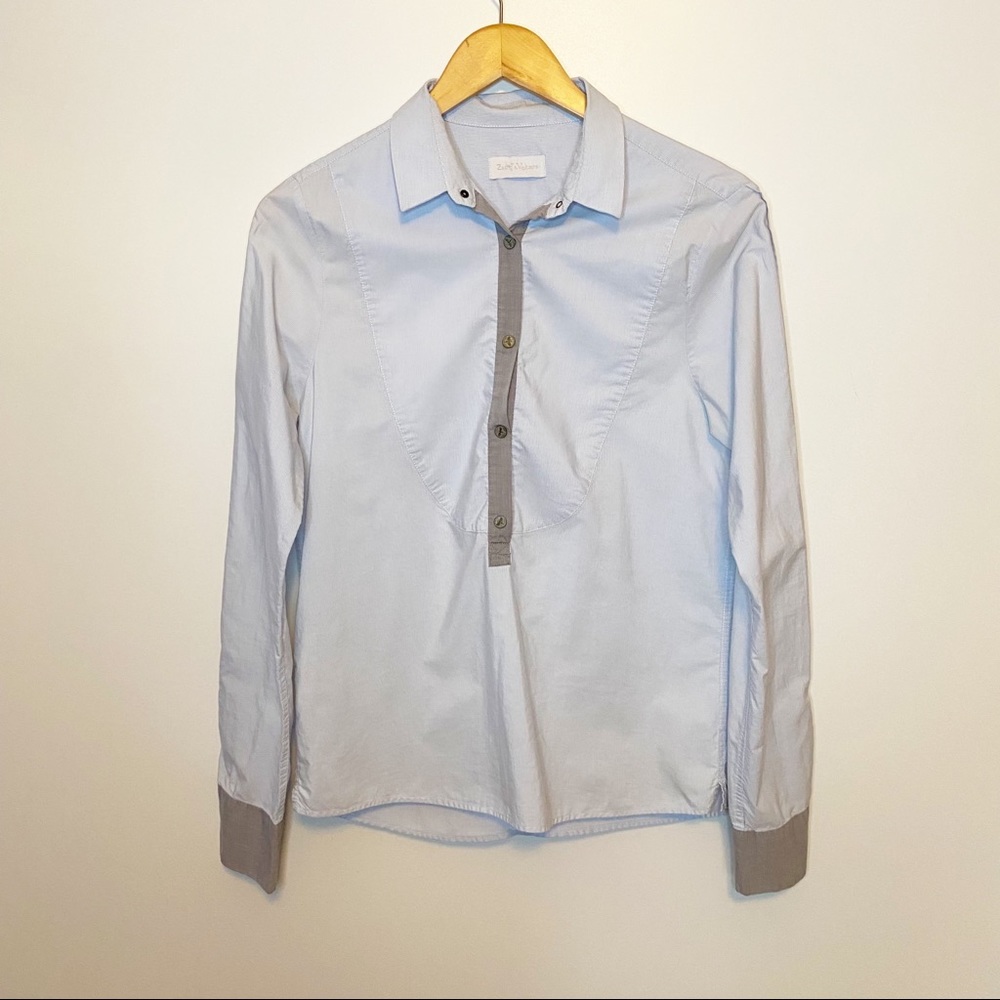 Zadig & Voltaire Blue Gray Long Sleeve Shirt-Size Large